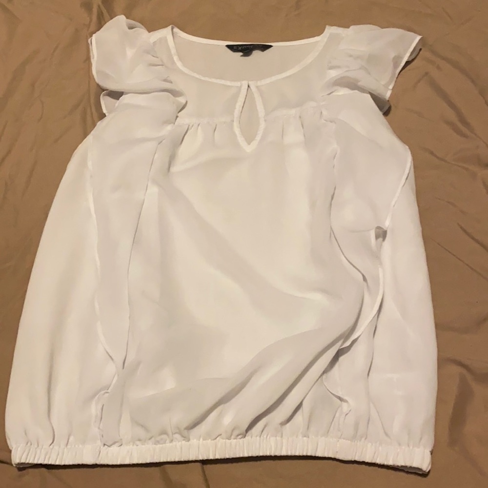Express White XS Short Sleeve Blouse
